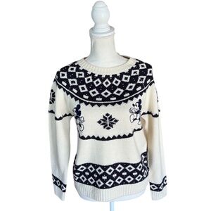 Tokyo Disney Resort Mickey Fair Isle Sweater Cream Navy